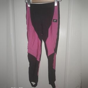Nike Kids Black and Pink Colorblock Leggings